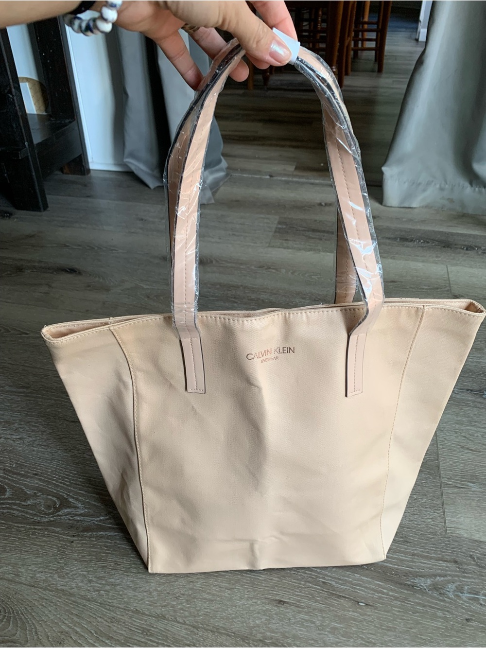Calvin Klein Pale Beige Tote with Dual Top Handles Brand New